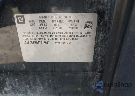 2014 Chevrolet Cruze 1Lt Auto from USA, damaged, VIN 1G1PC5SB0E7215077